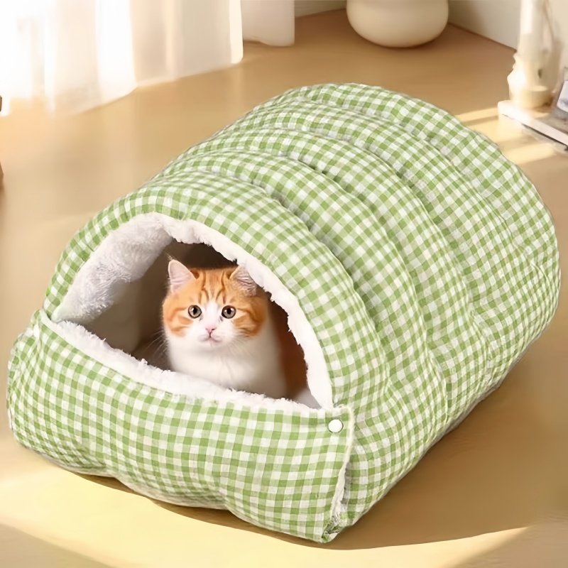 Winter Warm Small Pet Bed - Washable Semi-Enclosed Cat/Dog Bed, Dual-Purpose  (Open/Closed)