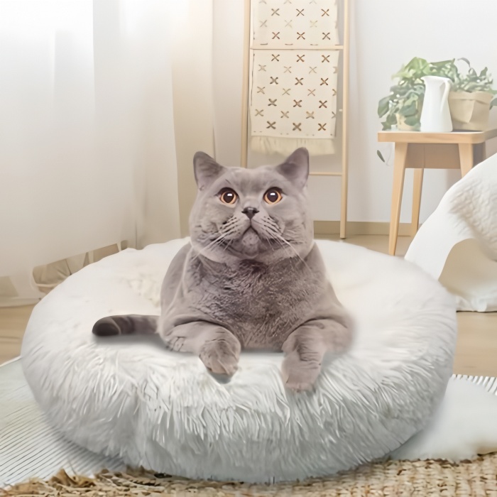 Many Colors Available Autumn Winter Thickened Plush Donut Pet Cushion Bed for Cat Rest 