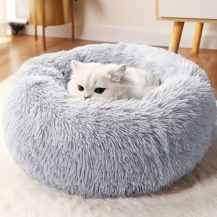 Many Colors Available Autumn Winter Thickened Plush Donut Pet Cushion Bed for Cat Rest 
