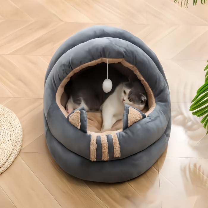 Semi-enclosed Pet Cat Bed Round Dog House Wholesale Dog Beds Warm Cat Bed Dog Kennel 